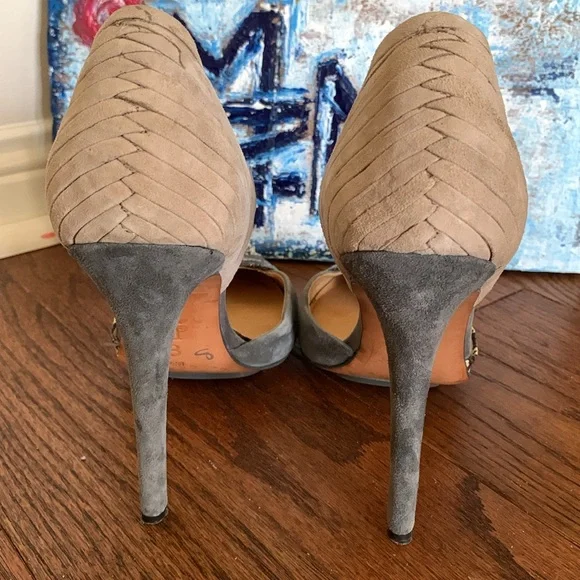 L.A.M.B. (Gwen Stefani) Snakeskin Pattern Pointed Toe Leather 9.5M D’orsay Heels - Picture 5 of 16